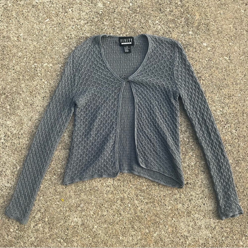 Finity Gray Cable-Knit Cardigan Sweater